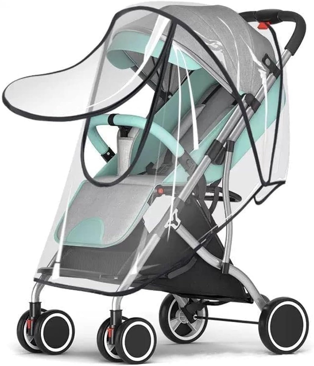 Regenhoes Kinderwagen - Waterdicht Regenhoes Buggy - Universeel Buggy Hoes - Wandelwagen - Ademende Bescherming - Buggy Hoes - Wandelwagen - Waterdichte en Winddichte Kap - Voor Baby en Wagen - Transparant