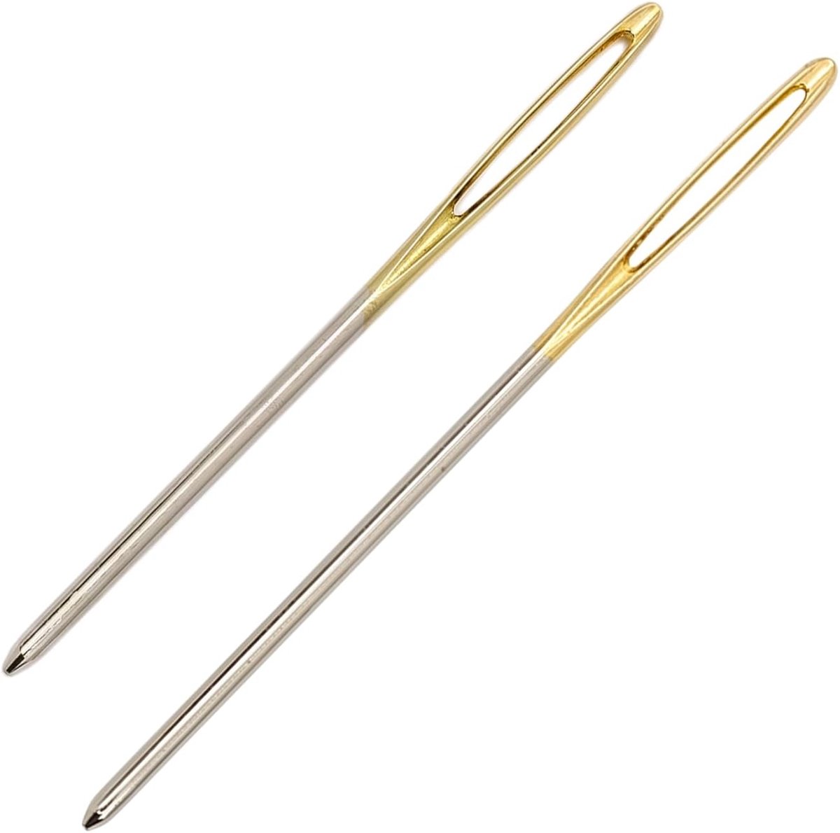 2 Stuks Wolnaalden met Groot Oog, Stampe Naalden voor Wol, Maasnaalden voor Breien, Borduren, Tapisserie en DIY-Handwerk (Gouden Oog)