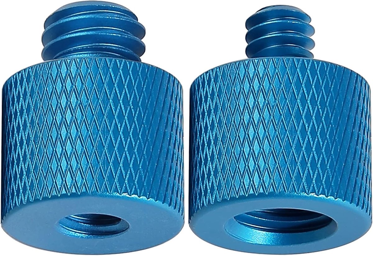 1/4 inch vrouwelijk naar 3/8 inch mannelijk, 3/8 inch vrouwelijk naar 1/4 inch mannelijke schroef voor microfoonstandaard, statief, schroefdraadadapter (blauw)