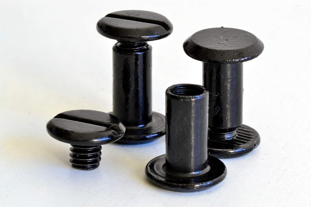 Zwart, 5 mm, 20 stuks Chicago Screws metaal, riemschroeven voor leer, boekbinding en doe-het-zelf, stabiele, herbruikbare boekklinknagelset