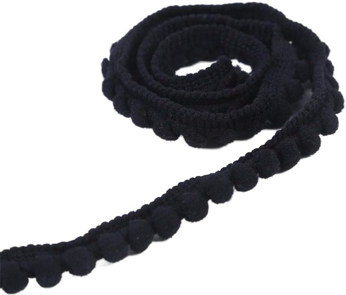 9,1 m x 10 mm mini-pomponrand om te knutselen, decoratieve band, pomponband, franjesband, kanten band, sierband, decoratieve rand om te naaien, doe-het-zelf knutselen, kleding, zwart