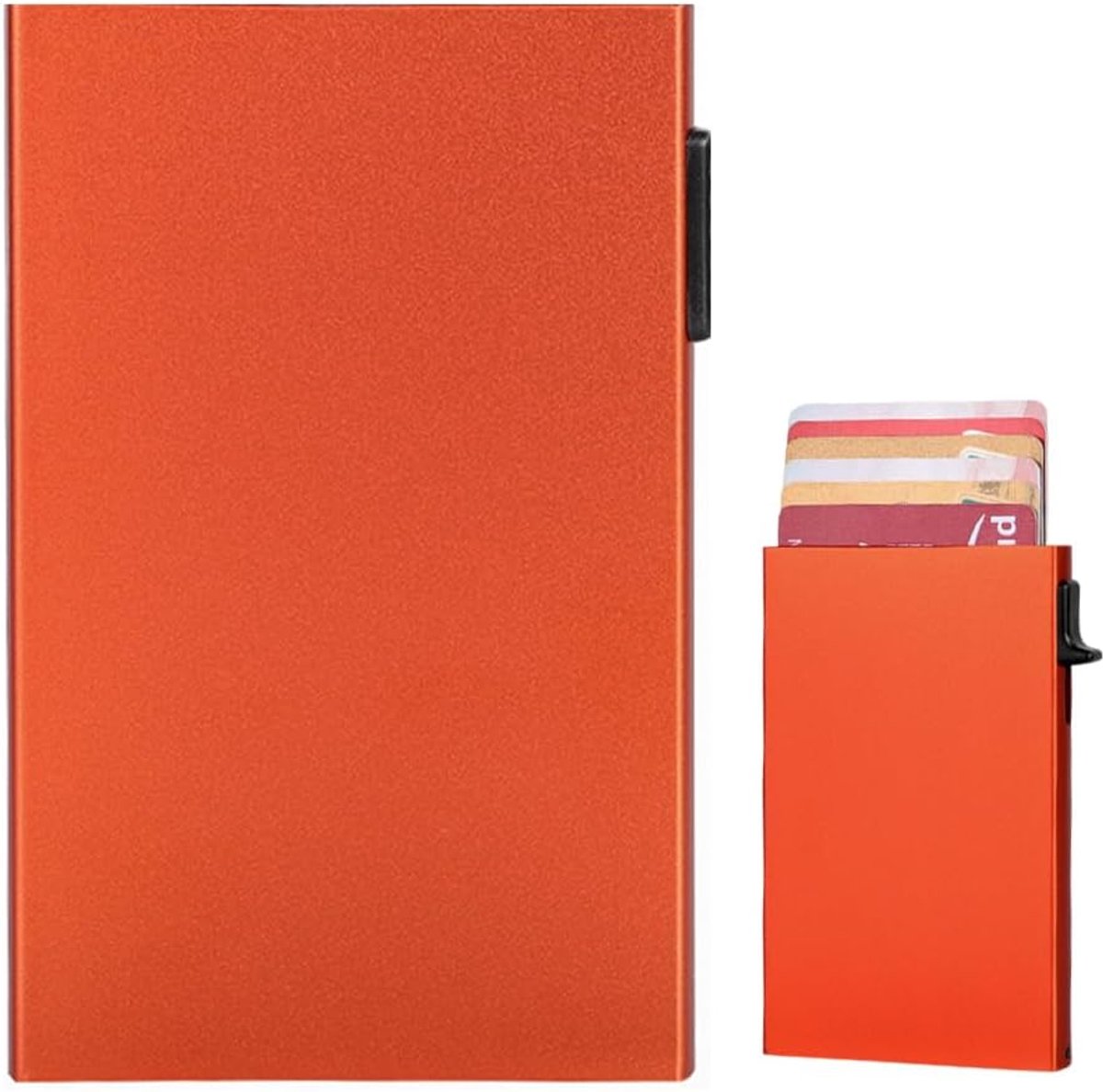 Creditcardhouder voor heren, kaarthouder van metaal met ID-blok, kaarthouder voor dames en heren, kan 6 kaarten opbergen, ID-bescherming (kleur oranje)