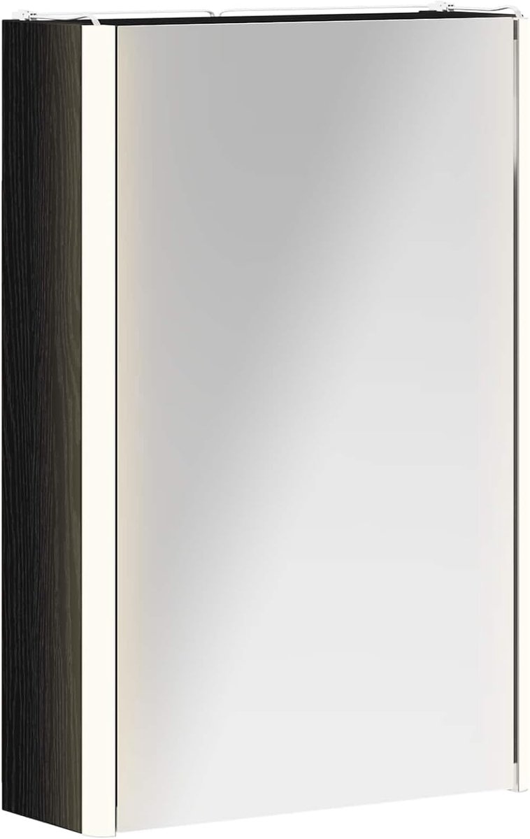 Badkamer spiegelkast zwart eiken look 33 x 11,5 x 50 cm, badkamerkast opbergkast voor make-up wastafel gastenbadkamer 889216
