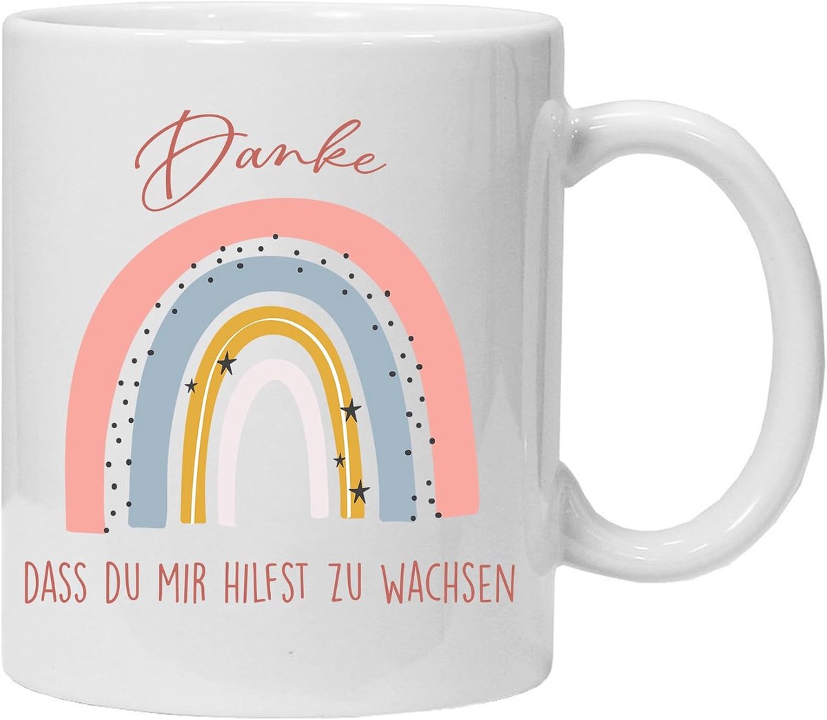 Mok met spreuk, dank je dat je me helpt te groeien, mok schoolkind, eerste schooldag - cadeaus - regenboog - cadeau voor eerste klassers - school - basisschool - cadeau-idee - begin van de school