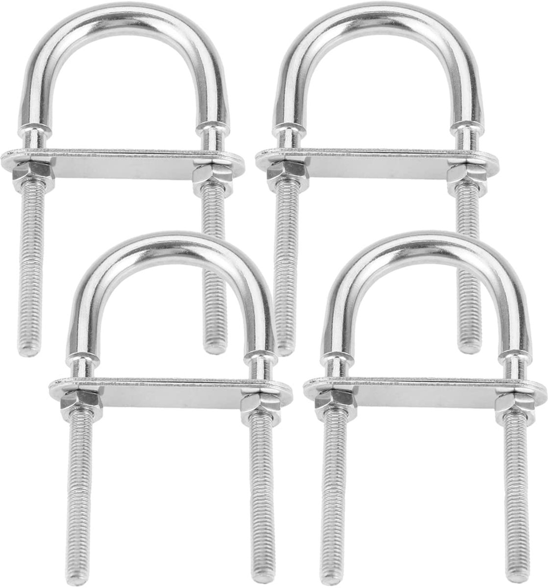 4 Stks U Vorm Bouten, M5*78mm 304 Rvs Ronde U Bouten met Moeren Wasmachines en Platen voor Boot Trailer