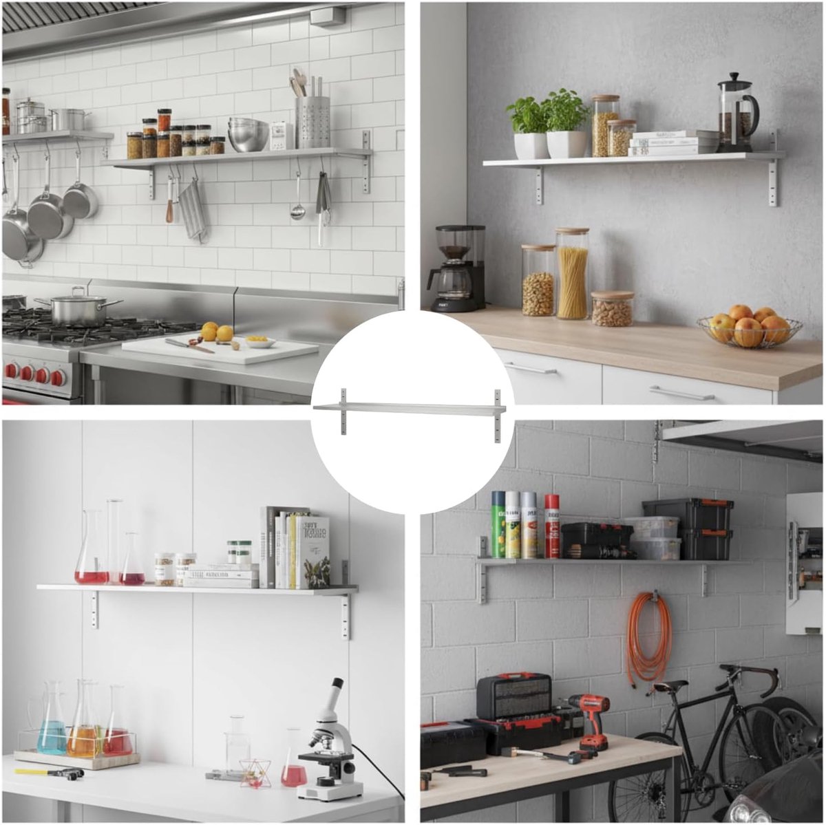 Professioneel roestvrijstalen wandrek - 1500 x 400 x 600 mm - 1 niveau - robuuste structuur - gemakkelijk te reinigen