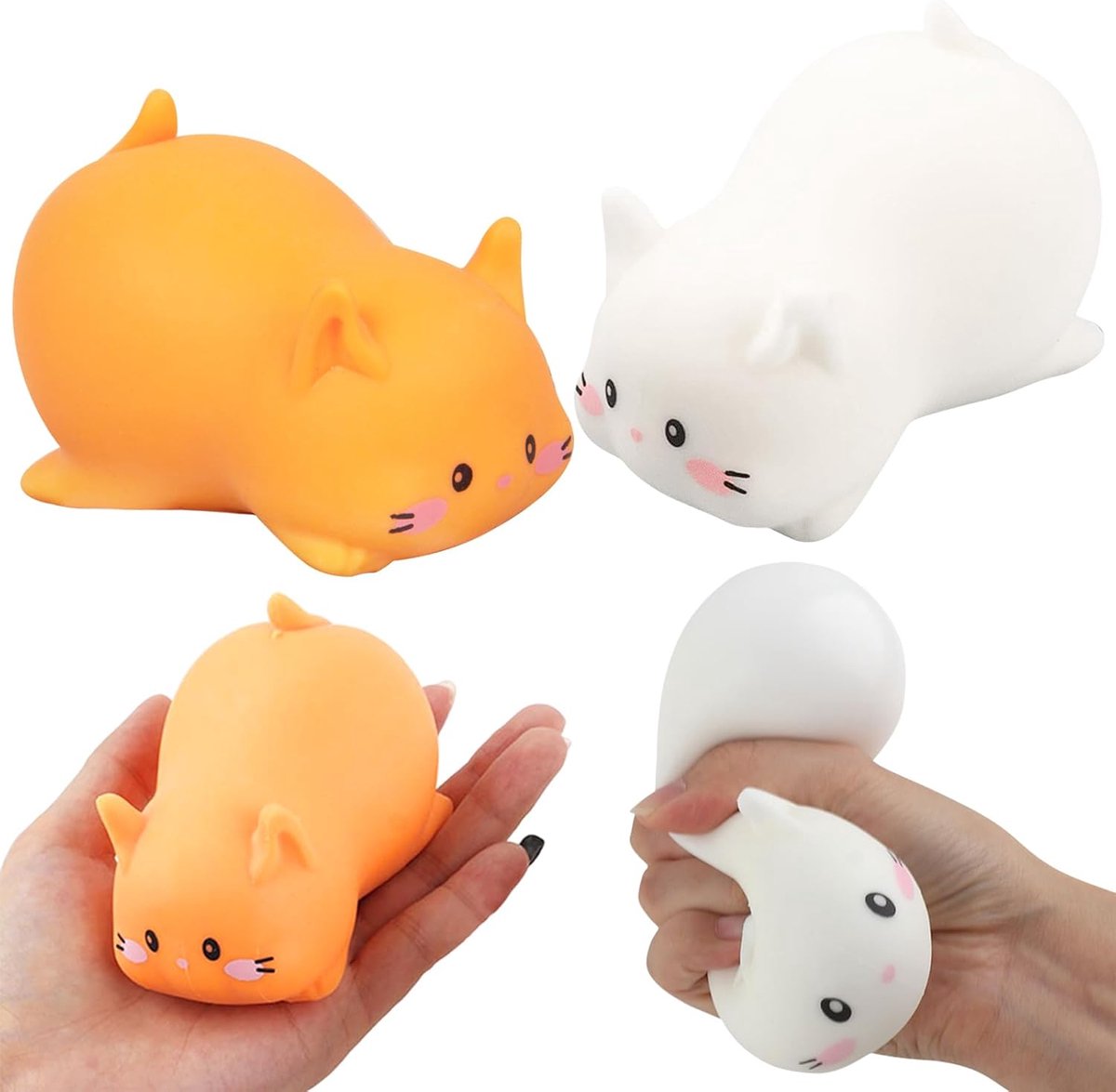 2 stuks anti-stress ballen, anti-stress speelgoed, anti-stress knijpspeelgoed, anti-stress ballen om te kneden, decompressiespeelgoed, anti-stress ballen voor kinderen en volwassenen (kat)