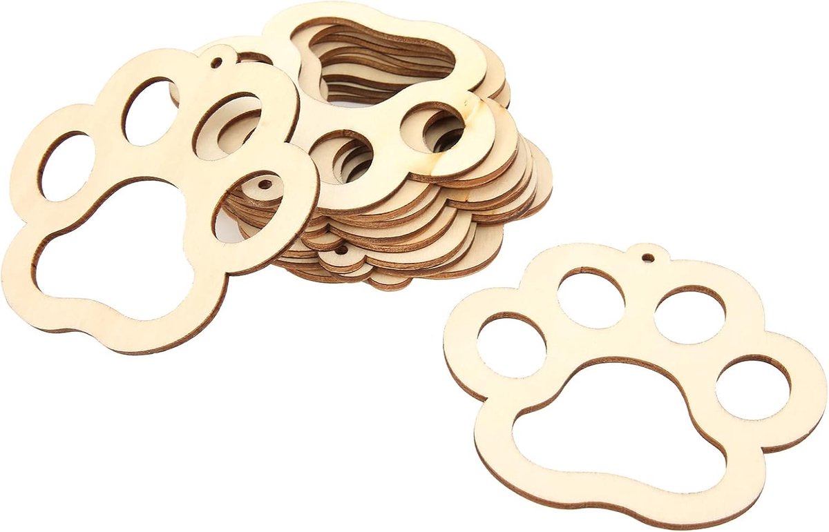 stuk beer poot 30 stuks beer poot vorm houten stukken, gladde houten knutselblokken voor decoratie, kleine houten stukken, natuurlijk houtmateriaal, 4 x 4 cm