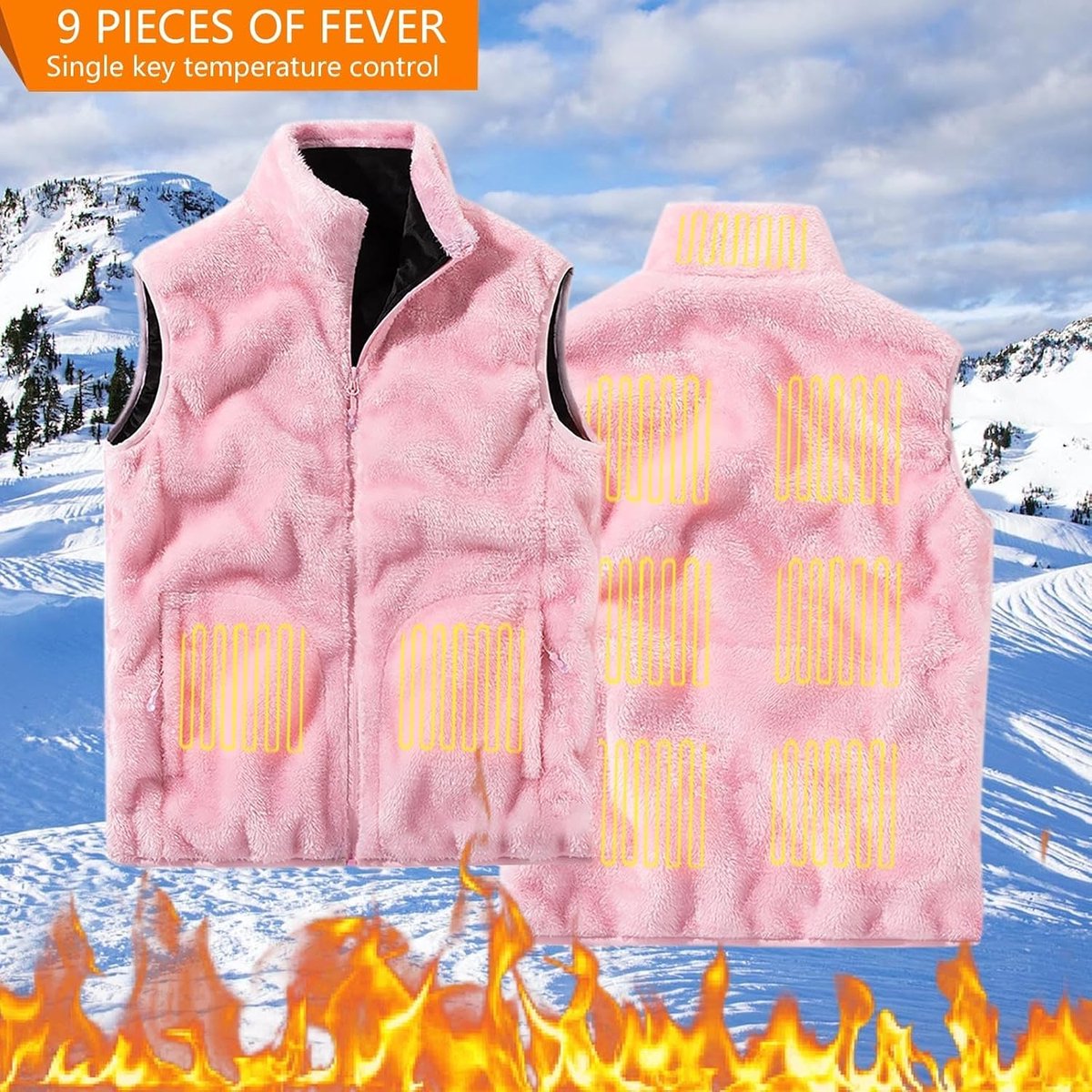 Heren effen kleur controle 9 verwarming met fluweel schouder vest casual en los zaken en outdoor handel vest