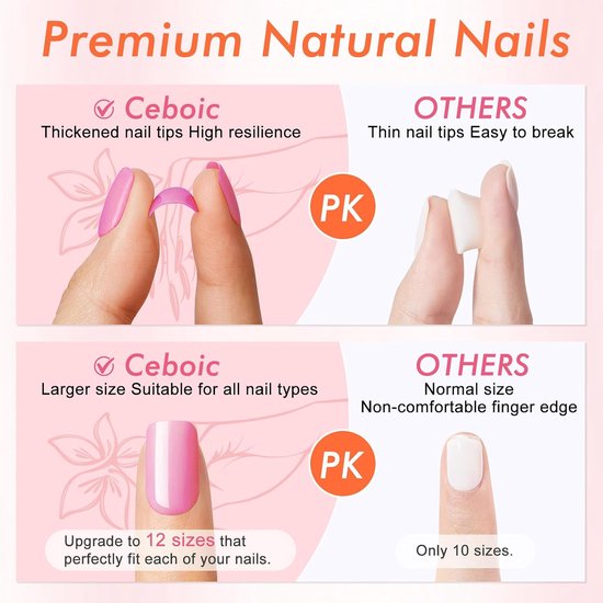 24 stuks press-on nagels, amandelvormig, 3D-bloemen, vingernagels om op te plakken, handgemaakte kunstnagels, acryl, volledige dekking, kunstnagels met nagellijm, Franse kunstnagels voor vrouwen — afbeelding 4