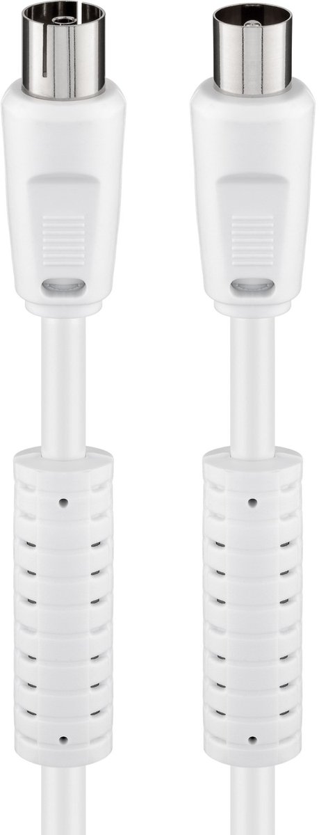 Goobay Antennekabel met ferriet (80 dB), dubbel afgeschermd, 1,5 m, wit