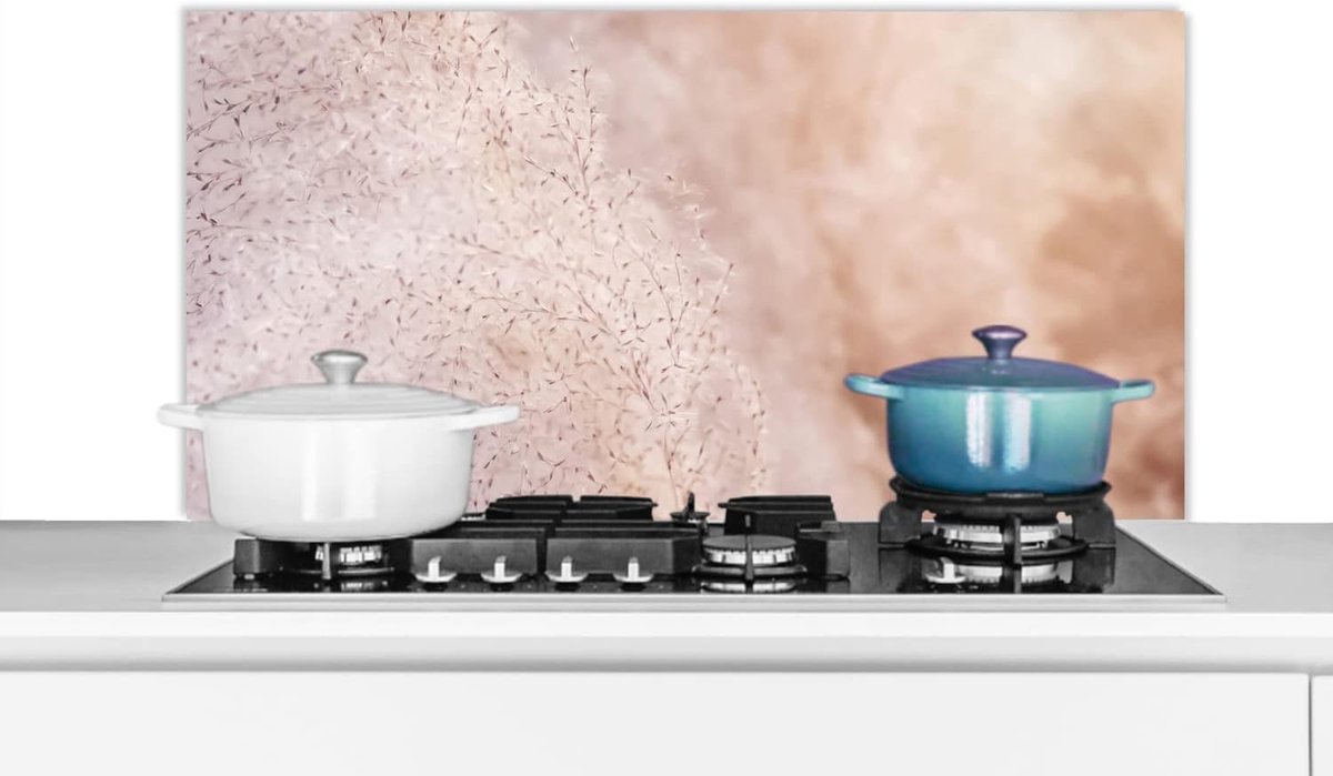 Spatscherm Keuken - 100x50 cm - Pampasgras - Structuur - Planten - Natuur