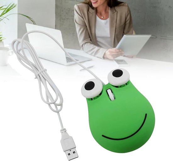 Schattige Muis, USB-bedrade Muis Ergonomisch Ontwerp Dierlijke Groene Kikkervorm Computermuis met Snoer voor Kinderen, voor Laptop-pc — afbeelding 4
