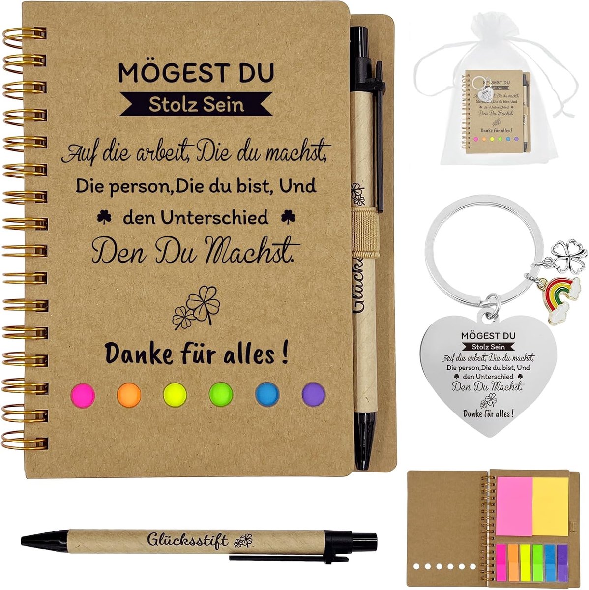 collega pensioen, cadeau voor beste collega voor afscheid collega cadeau van baan wisselen grappig Inclusief notitieboek en sleutelhanger, dank voor alle collega's