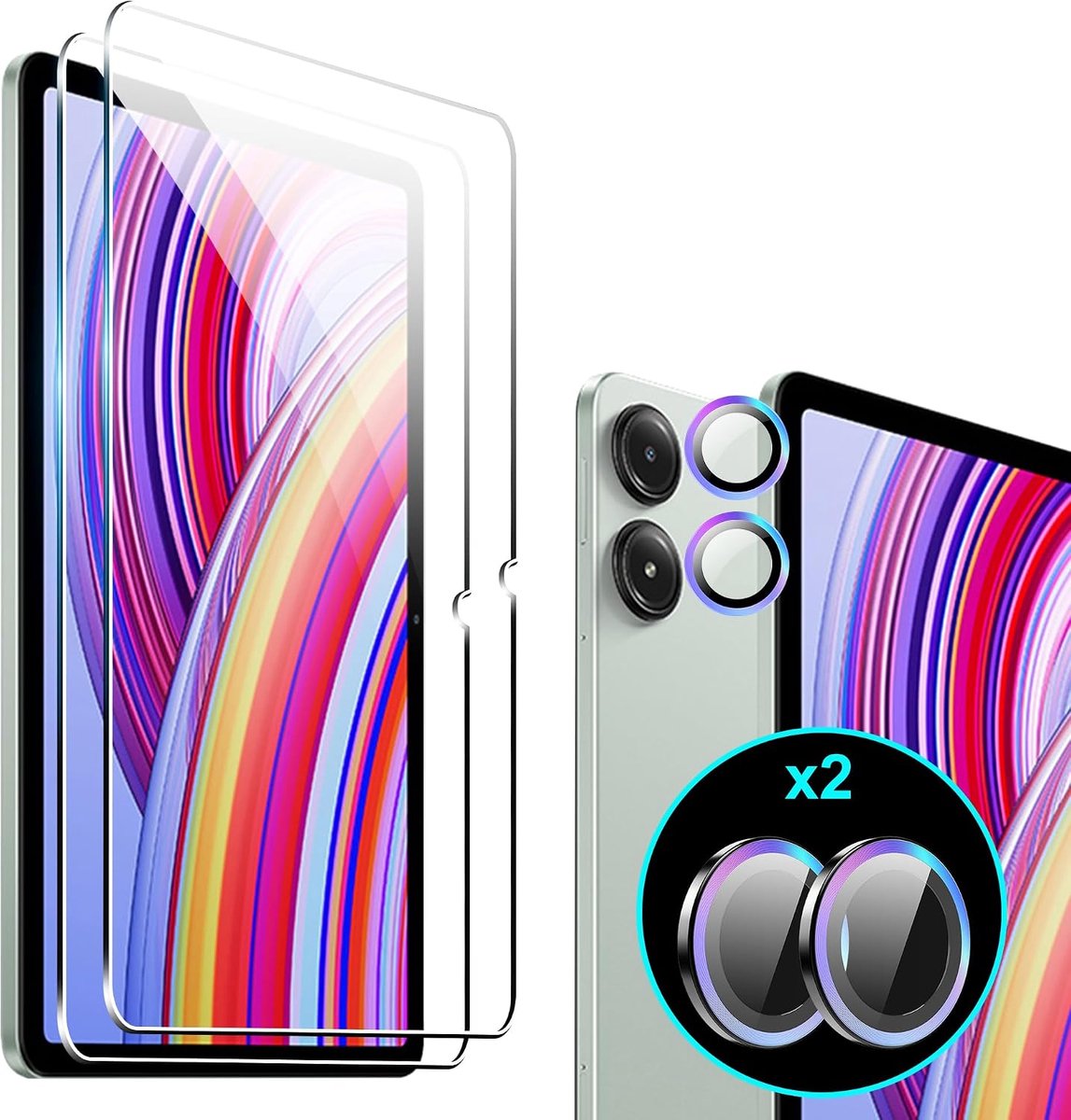 Displaybeschermfolie van gehard glas voor Xiaomi Redmi Pad Pro 5G/4G/Poco Pad 12,1 inch, 2 + 2 stuks, luchtbelvrij, hardheidsgraad 9H, krasbestendig, anti-vingerafdruk, 4 stuks
