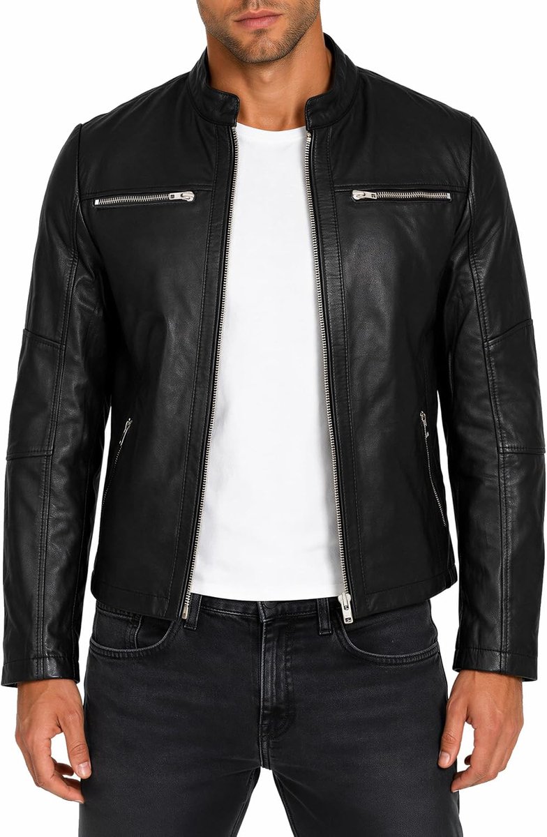 Heren Jas Leer Kunstleer Biker Bomber Urban Look Ritsdetails