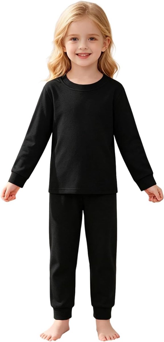 Kinderpyjama voor meisjes, tweedelige pyjama, bovendeel + broek, set van 2-9 jaar, peuterpak, lange mouwen, huispak, effen, 2-delig, nachtkleding, zachte loungewear