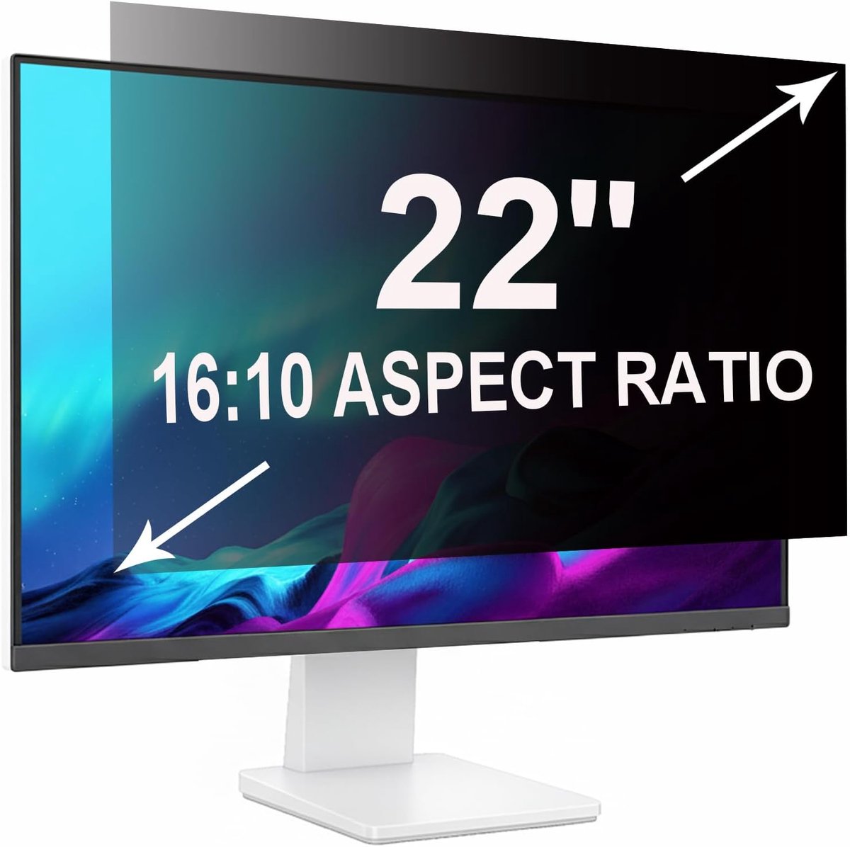 Privacyfilter voor 22 inch 16:10 (47.4x29.7cm) computermonitor - blauw licht filter & anti-reflectie, afneembaar privacyscherm | PC-beschermfolie voor kantoor