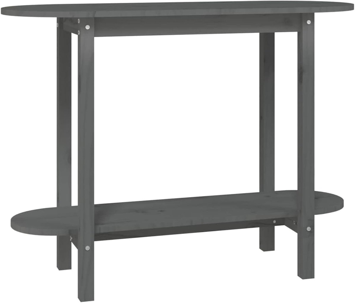 Consoletafel, grijs, 110 x 40 x 80 cm, entreetafel, consoletafel met plank, entreetafel, hal, woonkamer, slaapkamer, van massief grenenhout
