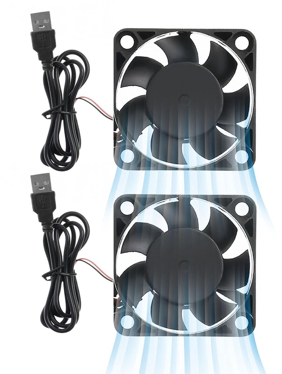 2 stuks 4010 USB koelventilator met draden, 40 x 40 x 10 mm, DC 5 V, 0,9 W, laag stroomverbruik, 6500 omw/min, borstelloos design met glijlagers, stille werking, geschikt voor 3D-printers en laptops