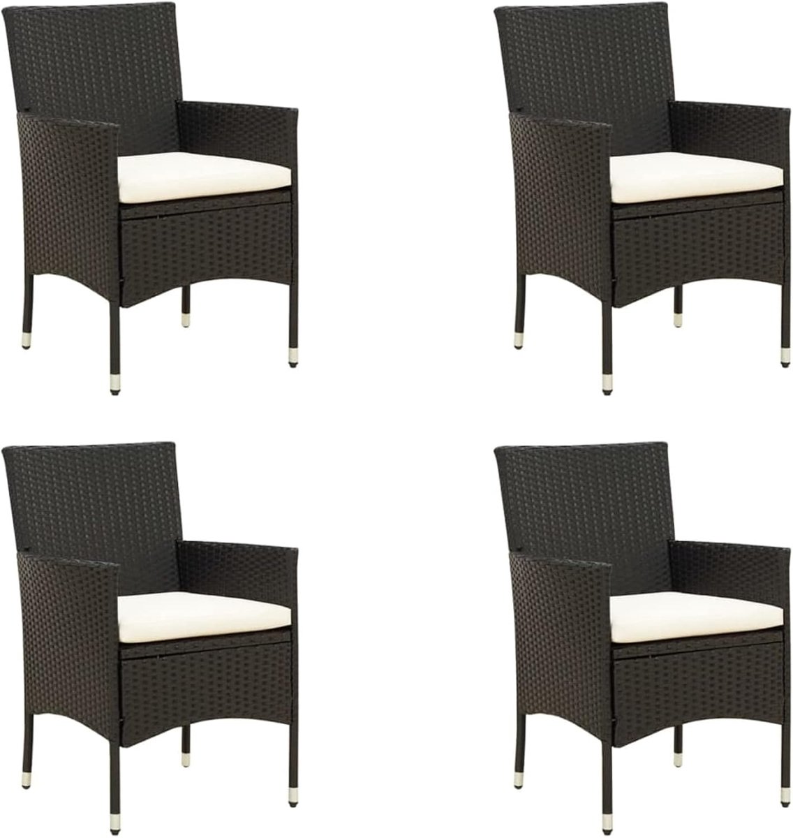 4 stuks tuinstoelen rotan tuinstoel rotan stoelen balkonstoel relaxstoel tuin eetstoelen met zitkussen zwart polyrotan