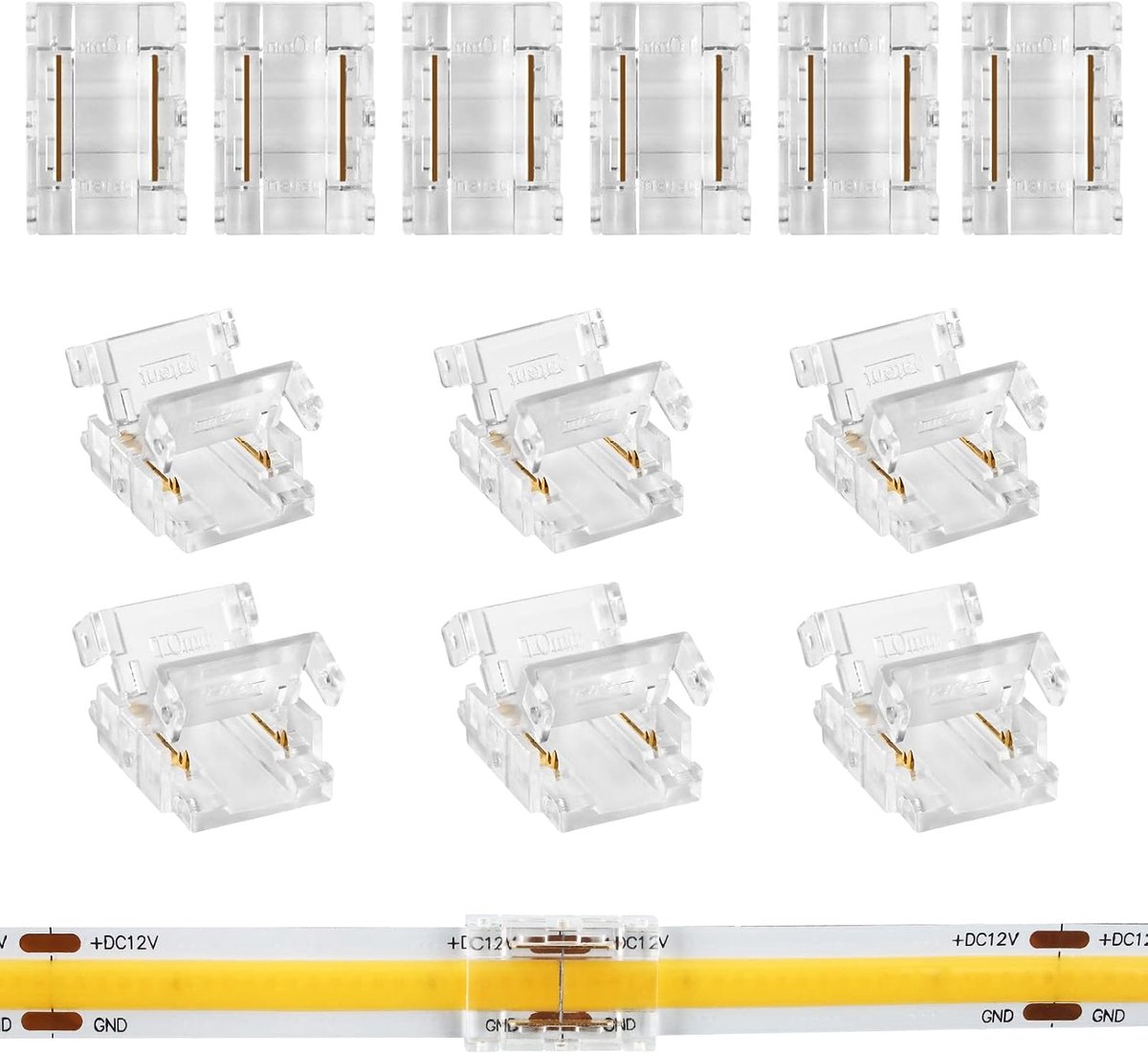 12 stuks mini COB-led 2-pins 10 mm stekker zonder solderen voor de verbinding van strips en band, voor LED COB 2 Pin 10 mm