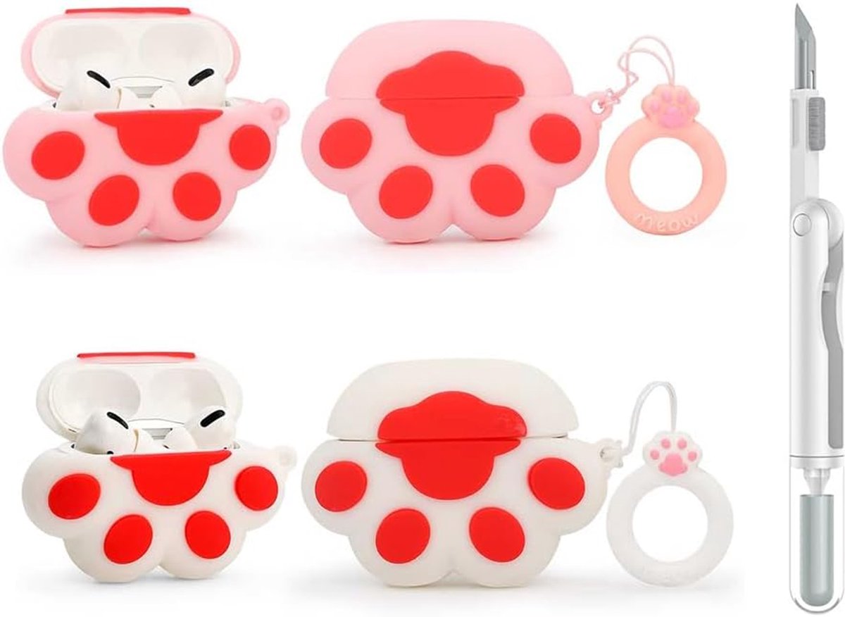(2 stuks+Cleaner Pen) XMBYGY Case voor Apple AirPods Pro 2e/1e generatie draadloze oordopjes met reinigingspen kit, siliconen leuke oplaadcase schokbestendige beschermhoes voor AirPods Pro 1/2 (CTP+