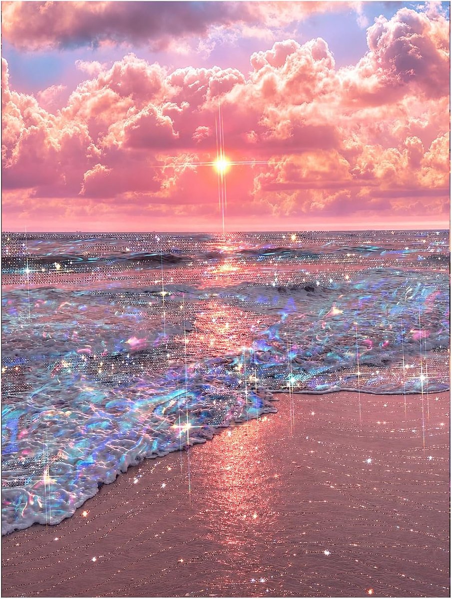 Diamond Painting Zeelandschap - DIY Diamond Painting Kit voor volwassenen en beginners, 5D diamantschilderset als cadeau, voor ontspanning en als wanddecoratie 30 x 40 cm