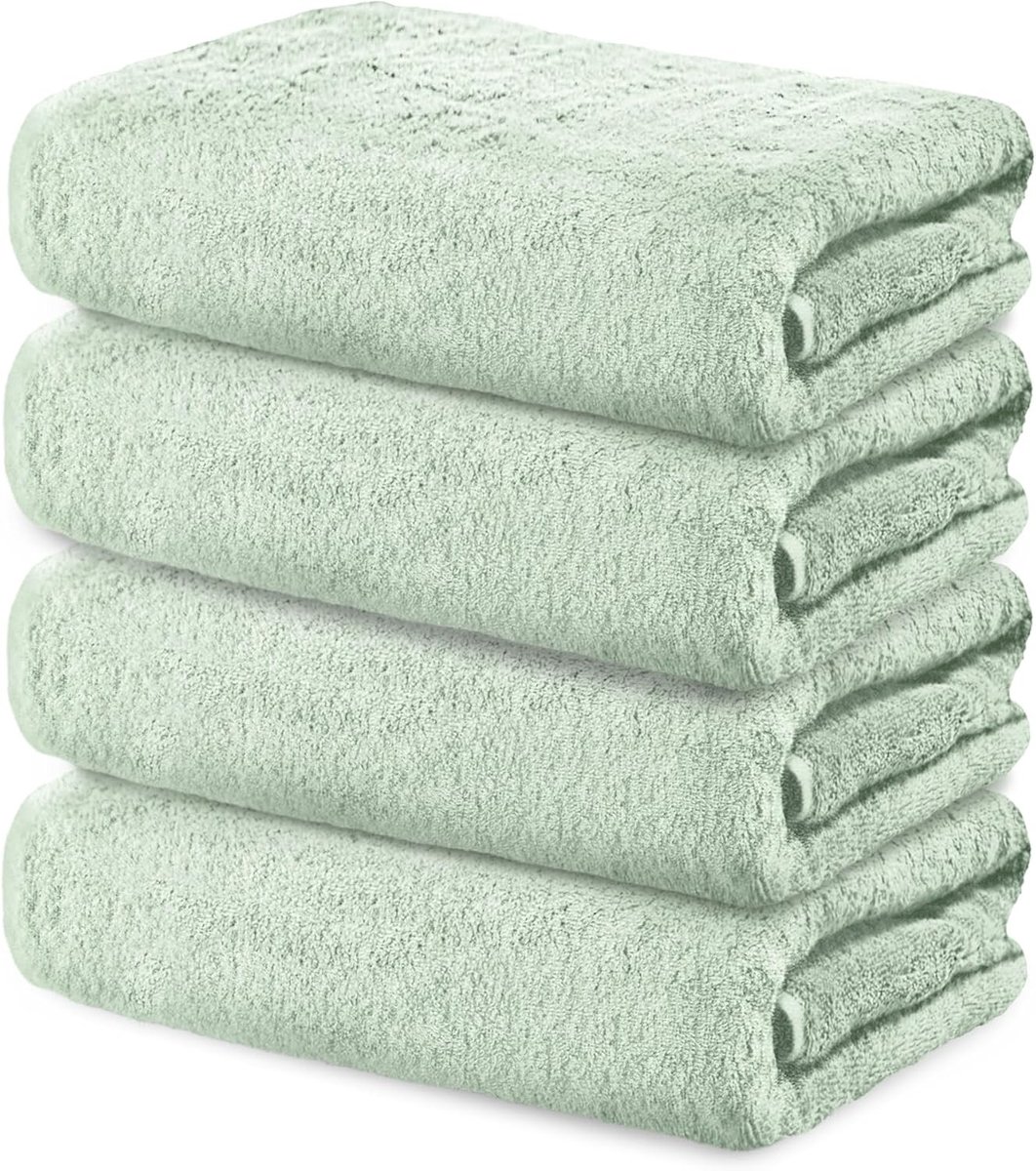 Katoenen Handdoek 50x100 cm Saliegroen 4-pack