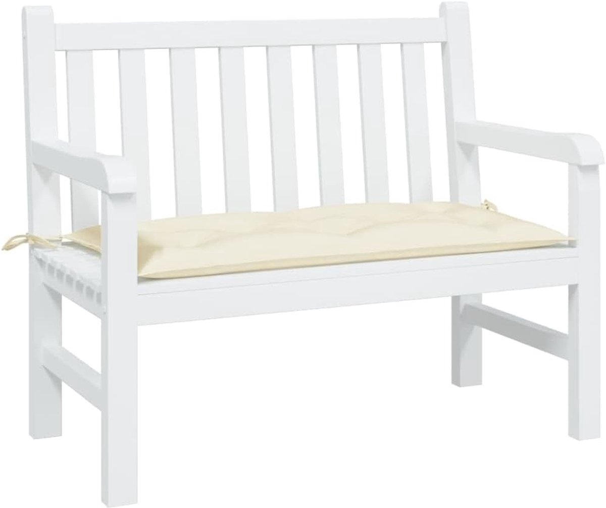 Kussen voor tuinbank, crème, 100 x 50 x 7 cm, van duurzaam Oxford-weefsel, set van 4 zitkussens met holle vezelbekleding, waterafstotend en antislip voor optimaal