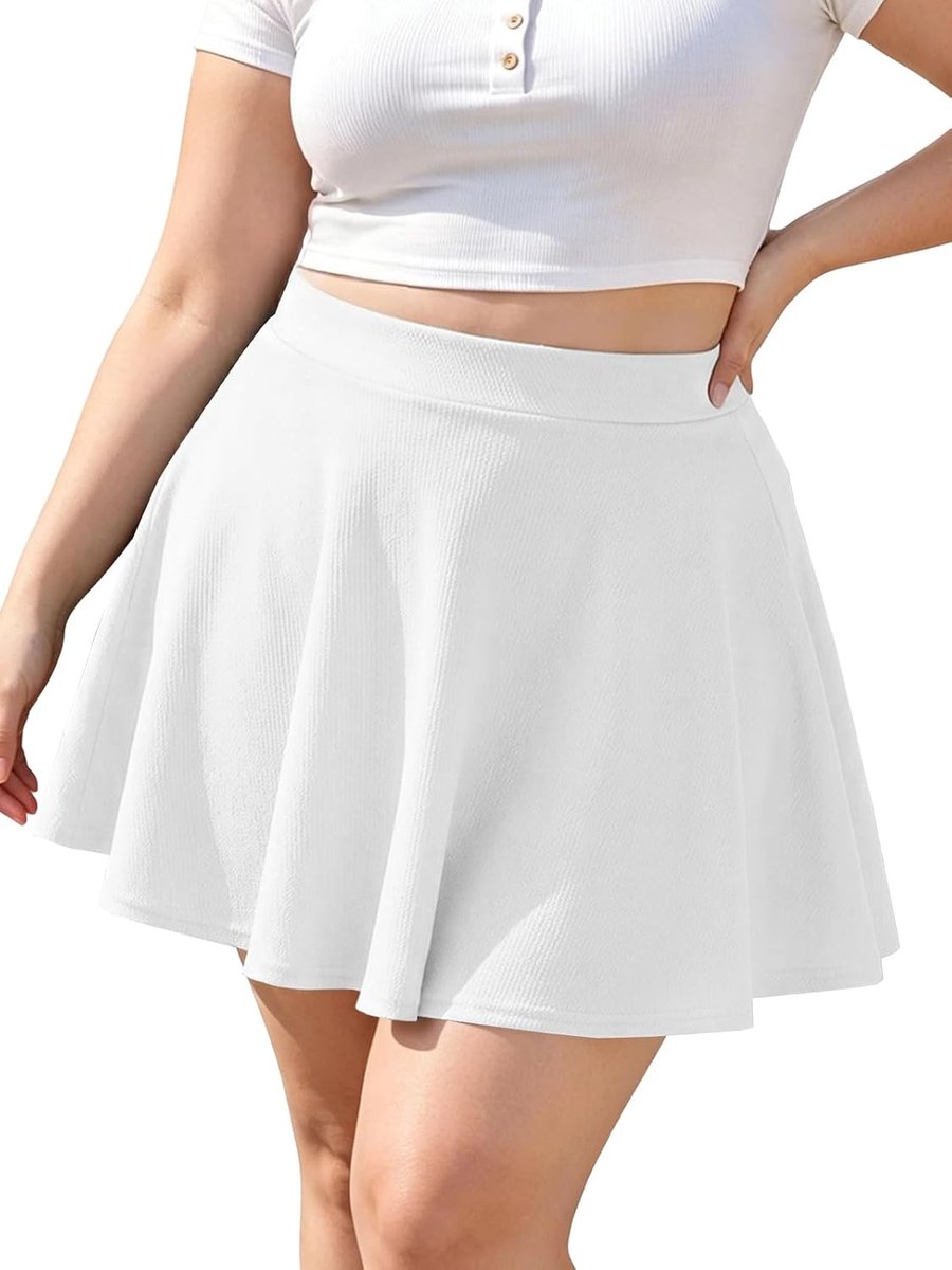 Wood Dames Rok Korte Basis Minirok met Elastische Hoge Taille Plissé Elegante Pull On Skirts Grote Maten