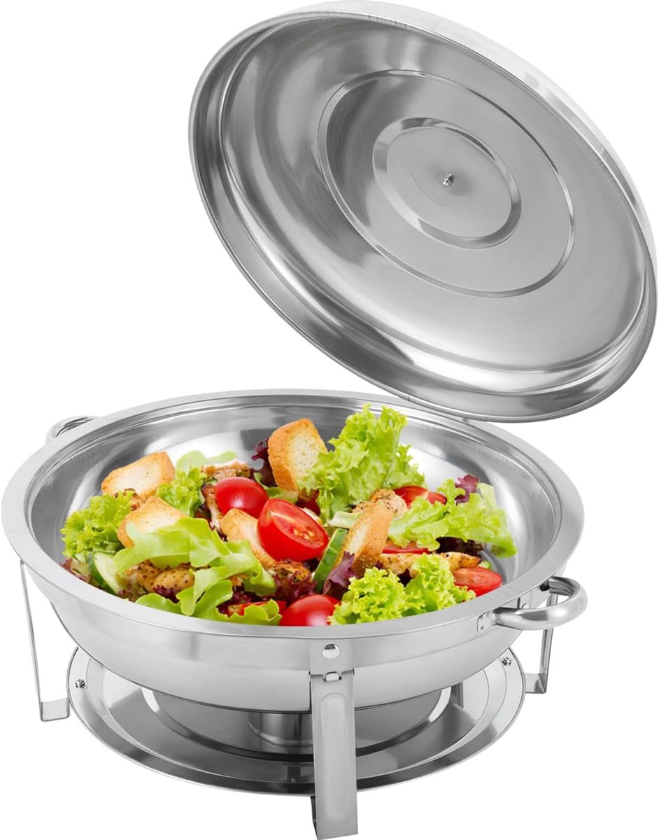 RVS Chafing Dish 9L Roestvrijstalen Warmhoudplaat Voedselverwarmer met Opknoping Deksel Spirituskoker voor buffetten, bruiloften, banketten en familiefeesten