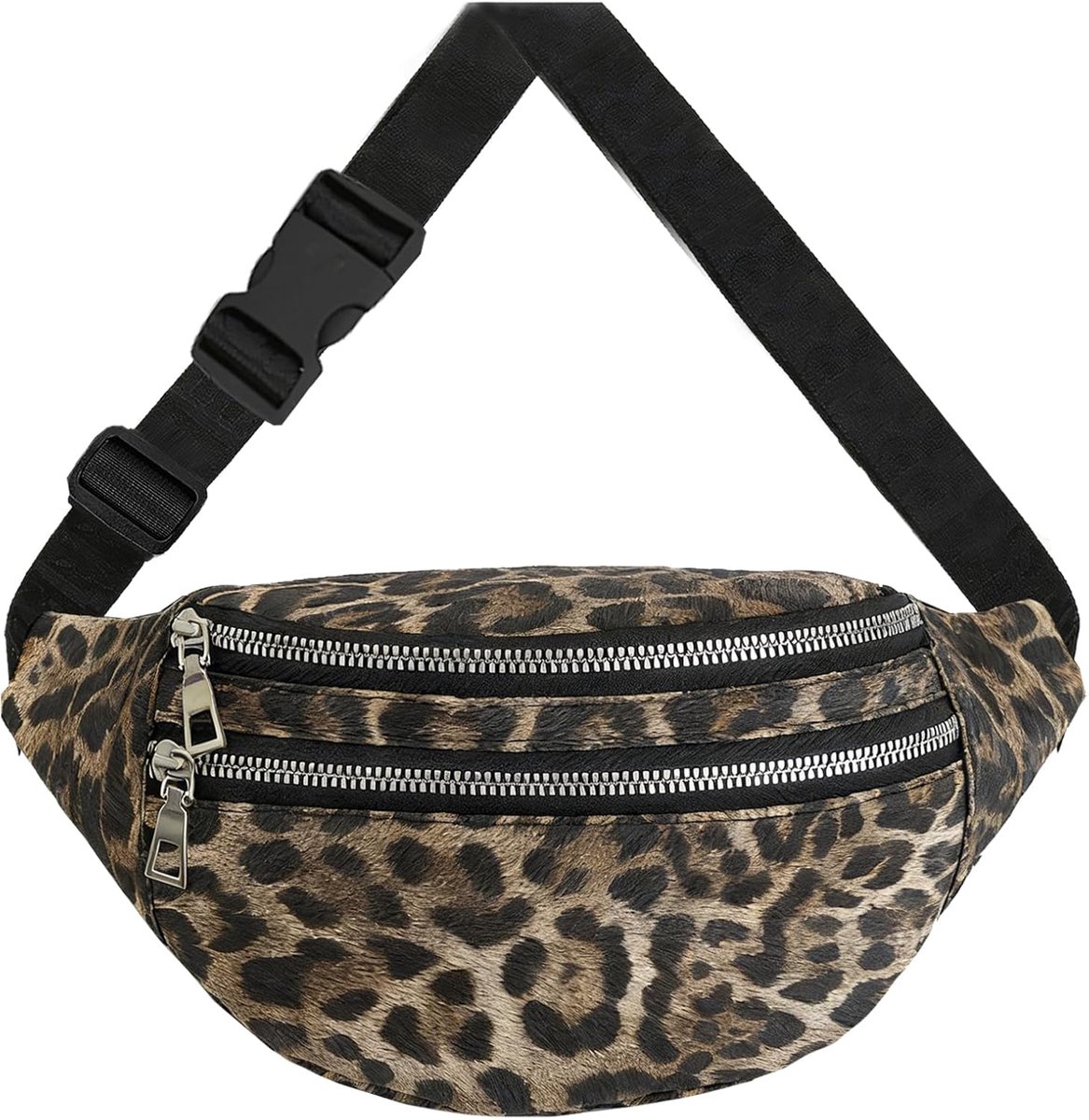 Heuptas voor dames, crossbody bag, schoudertas, handtas met verstelbare schouderriem, modieuze heuptas met luipaardpatroon voor dames, koffie, Einheitsgröße, Middeleeuwse