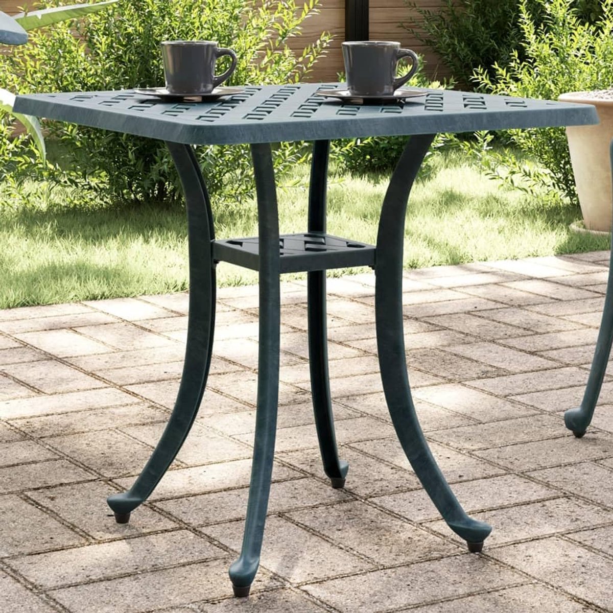 53x53x53 cm gietaluminium groen vierkant stabiel corrosiebestendig buitenmeubel voor terras balkon tuin met decoratief tafelblad