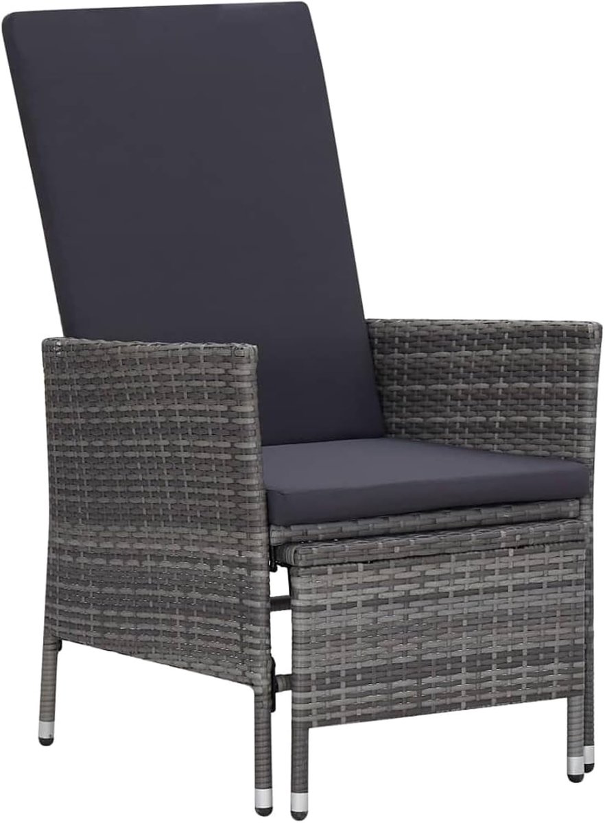 Tuinligstoel met kussens, tuinstoel, relaxstoel, verstelbare rugleuning, zonnebed, hoge rugleuning, tuinstoel, tuinmeubelen, 62 x 131 x 106 cm, PE-rotan, staal