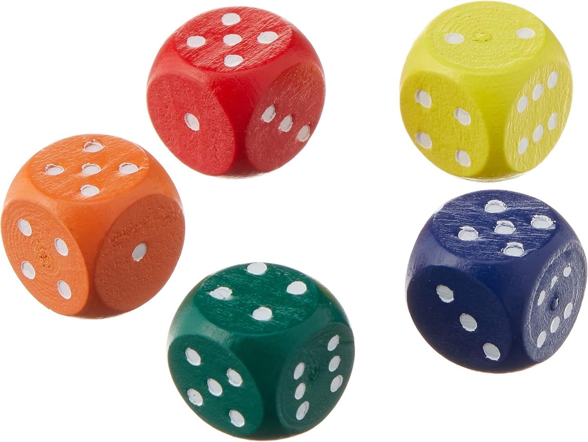 Houten dobbelstenen (5-delige set)