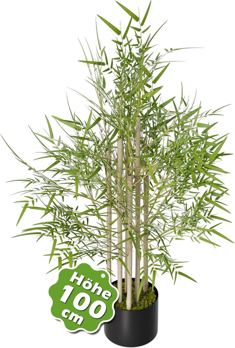 Kunstmatige bamboeplanten, grote kunstplant in pot, kunstboom als echt voor woonkamer, thuis, kantoor, tuindecoratie, 100 cm