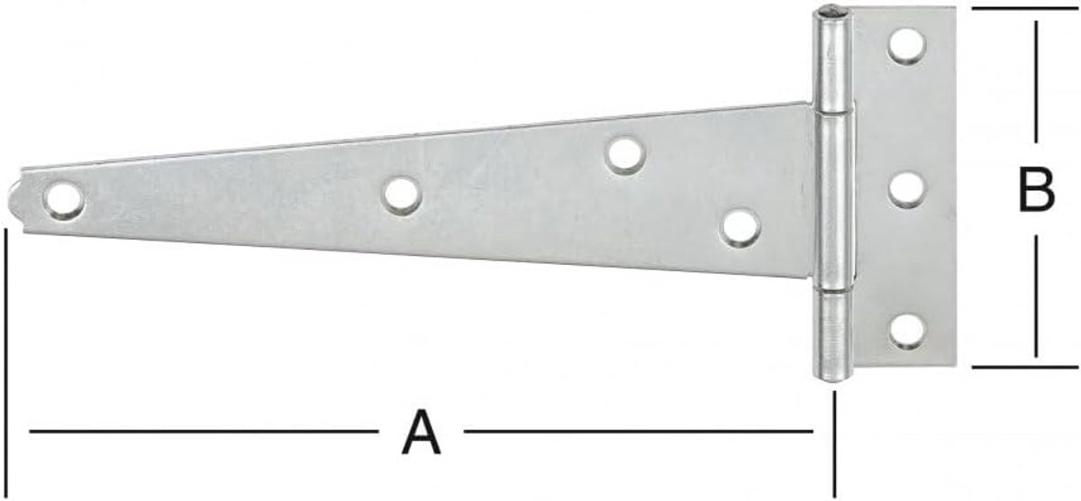 Scharnier van verzinkt staal voor corrosiebescherming 200 x 50 x 110 x 2,5 mm, klapscharnier, robuuste constructie met messing stift, meubelscharnieren voor deuren, meubels en
