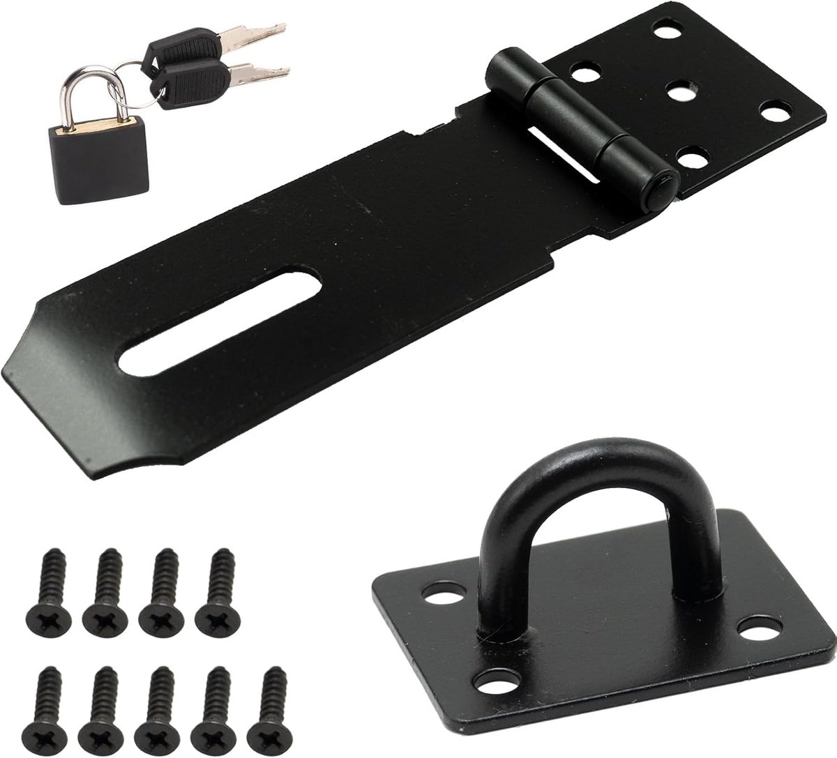 1 stuk deurslot slot van roestvrij staal 4 inch met schroeven voor kastdeur, veiligheidssluiting, zwart