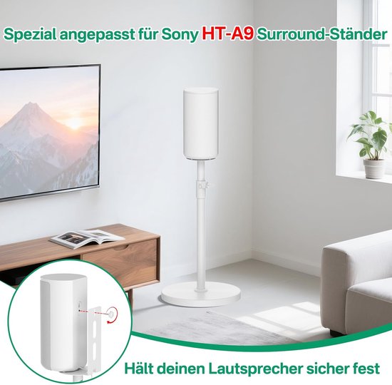 Luidsprekerstandaarden set voor Sony HT-A9 vloerluidsprekerstand – Zware surroundgeluidluidsprekerstandaarden voor Sony HT-A9 standaarden met kabelbeheer — afbeelding 2