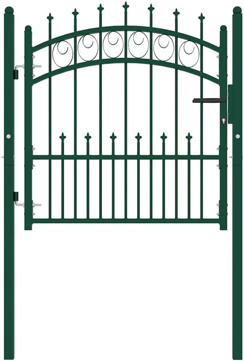 Emmen met spikes van staal, 104 x 97 cm, groen, inclusief twee palen en sluitsysteem met drie sleutels