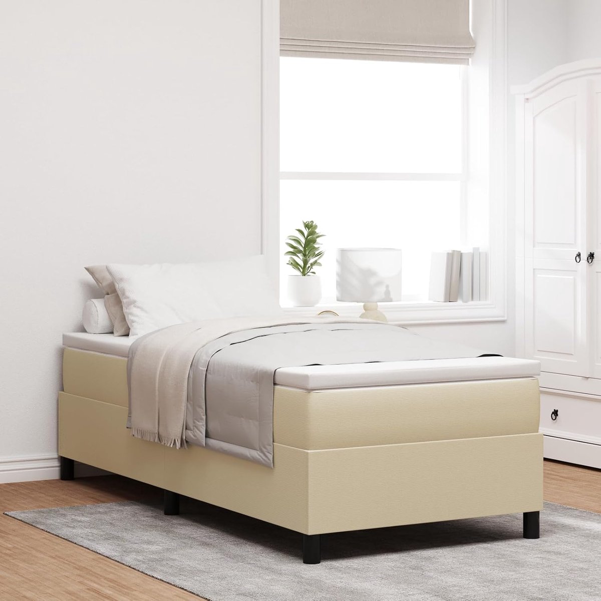 100 x 200 cm, lichtgroen-grijs, van corduroy met houten frame en metalen frame voor moderne slaapkamer, robuuste constructie en onderhoudsvriendelijk oppervlak, biedt