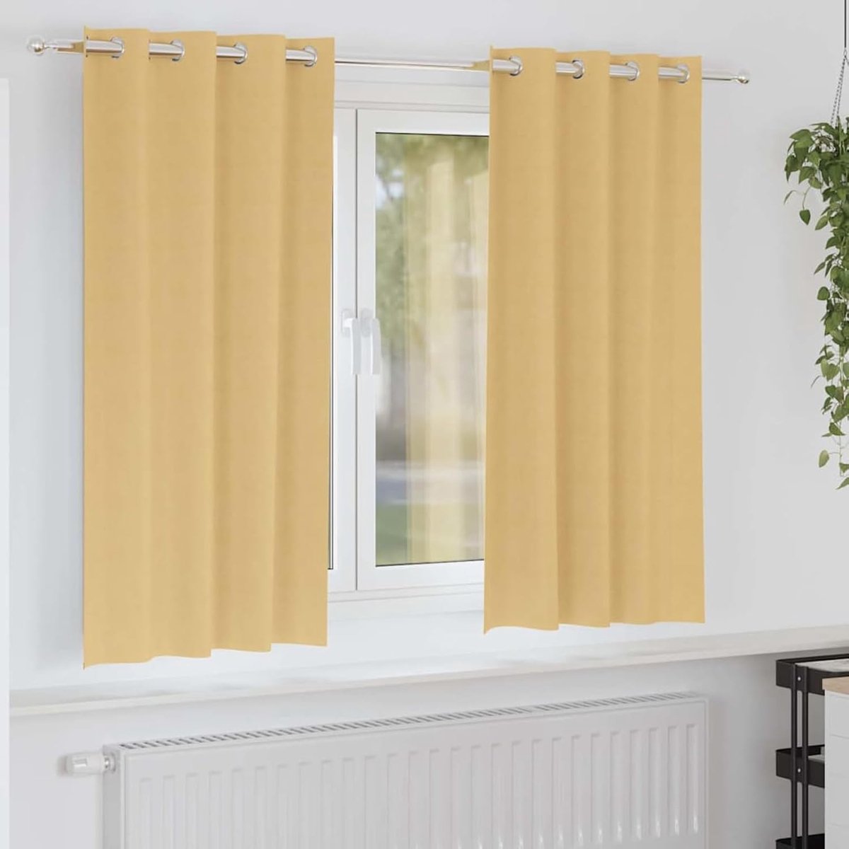 Gordijnen met gordijnen, 2 stuks, beige, 175 x 140 cm, polyester, inkijkbescherming, zonwering voor ramen, deuren, slaapkamer, woonkamer
