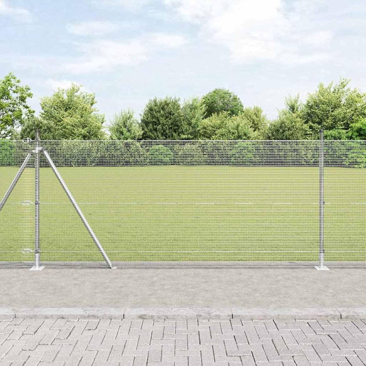 Gelaste draadomheining met 13 flenspalen 0,8 x 25 m verzinkt staal, hekpalen, tuinhek, draadomheining voor tijdelijke hekken, groentebedden, kippenhokken, weideperstuk