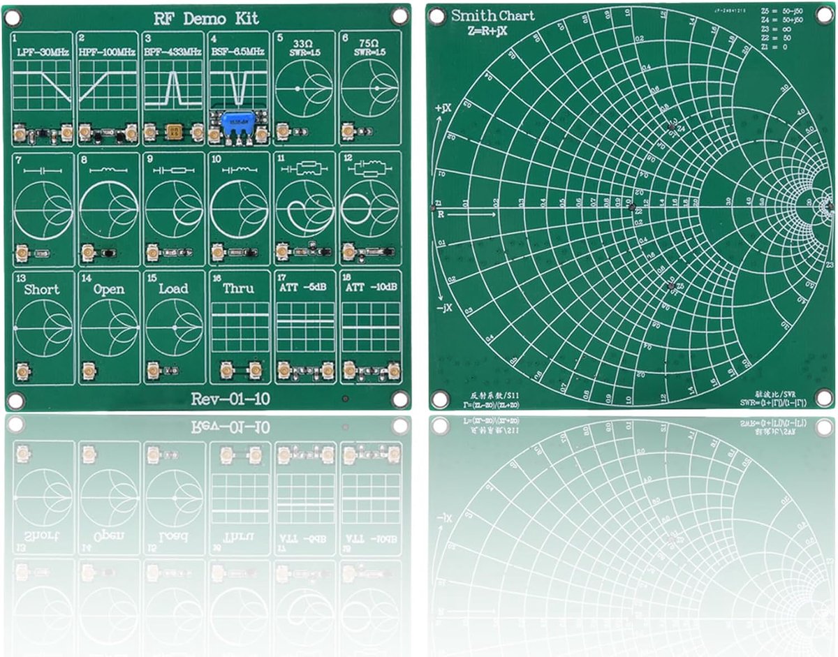 Demokit Voor RF-frequentietestbord, RF-testmodule Vectornetwerkanalysator Met 18 Functionele Modules 2 Stuks UFL-patchsnoer Voor Het Leren Van Vectornetwerkanalyzer