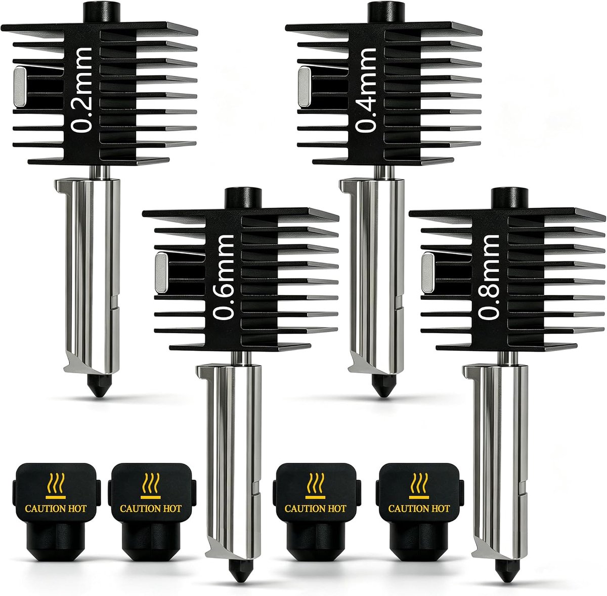 Set van 4 A1 Hotends (0,2/0,4/0,6/0,8 mm) voor Bambu Lab A1/A1 Mini/A2L