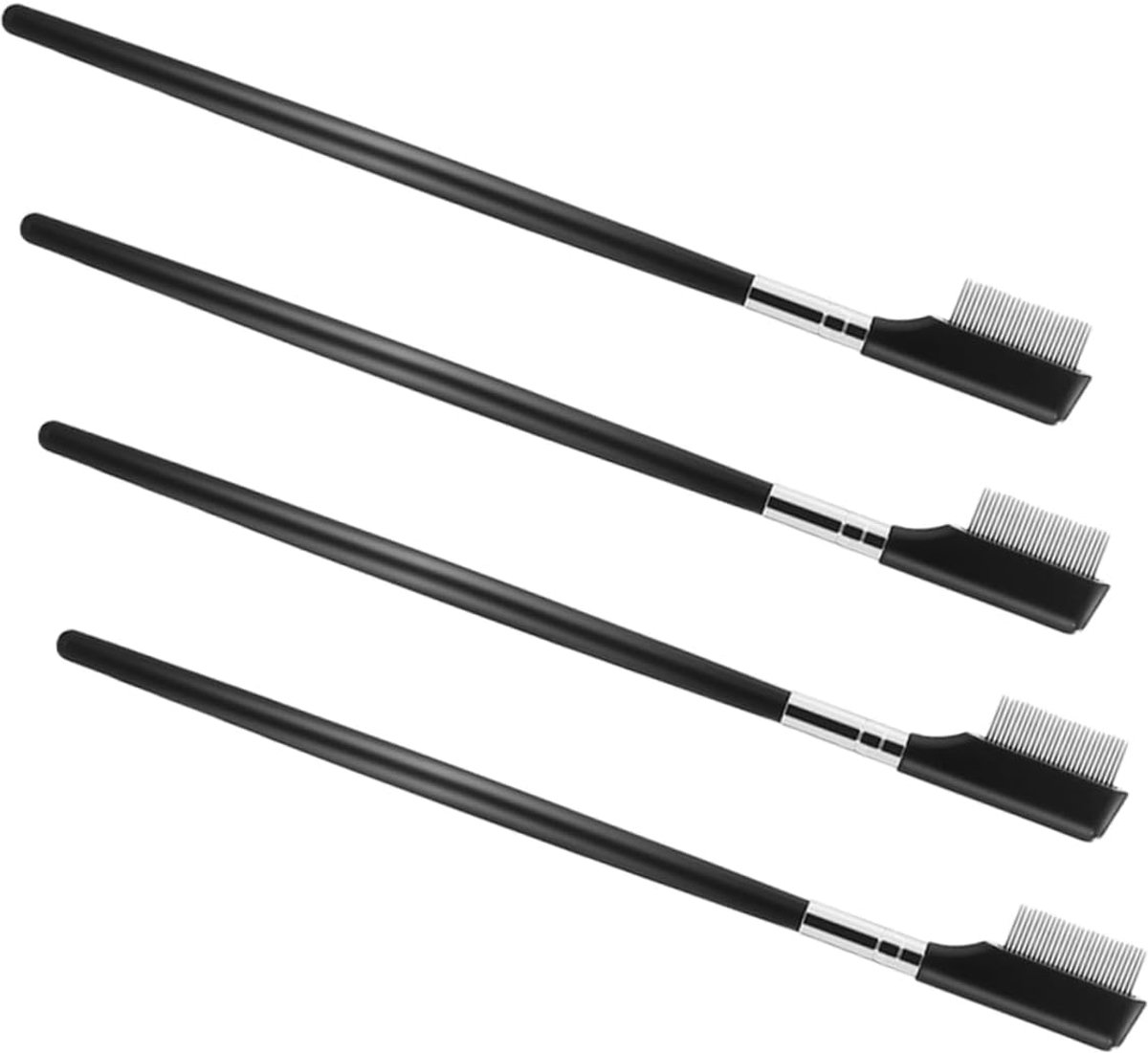 4 Stuks Hulpmiddel Voor Wimperverlenging Wenkbrauwborstels Voor Wenkbrauwen Wimper Scheiding Kam Hulpmiddel Voor Wimperkruller Mini Wimperkruller Roestvrij Staal Black
