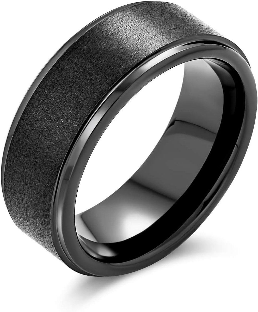 Jewelry Pas uw Ring Bruiloft Unisex Titanium Gunmetal Zwart Zilver Tone Voor Mannen Vrouwen Comfort Fit 8Mm Maat 6-14