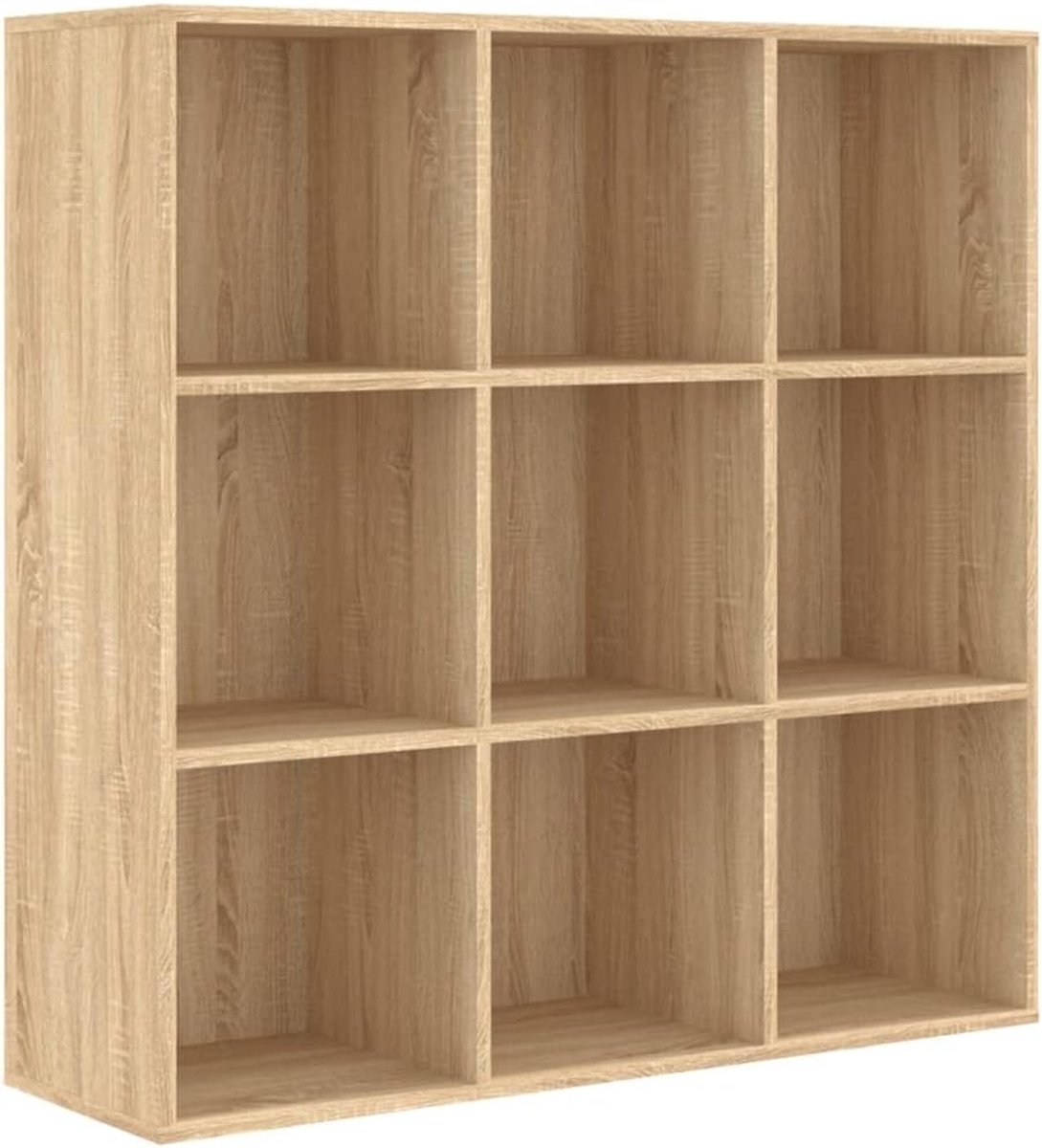 Boekenkast Sonoma-Eichen 98x29x97,5 cm van houtwerk, 9 ruime vakken voor boeken, tijdschriften en decoratie, robuust en duurzaam, eenvoudige reiniging met een vochtige doek,