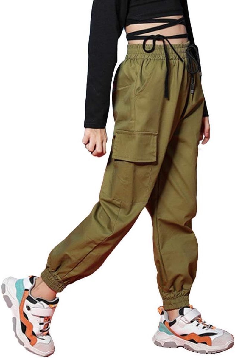 Hiphopbroek voor meisjes, cargobroek met stretch voor jongens, joggers, streetwear en dans